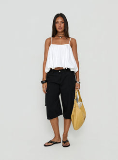 Hudsen Longline Cargo-Shorts in verwaschenem Schwarz