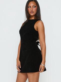 Alfalfa Cord Mini-Kleid Schwarz