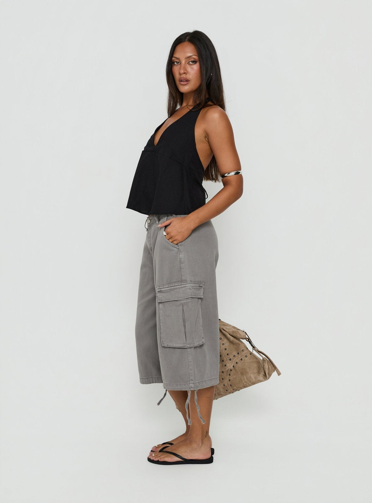 Hudsen Longline Cargo Shorts Anthrazit
