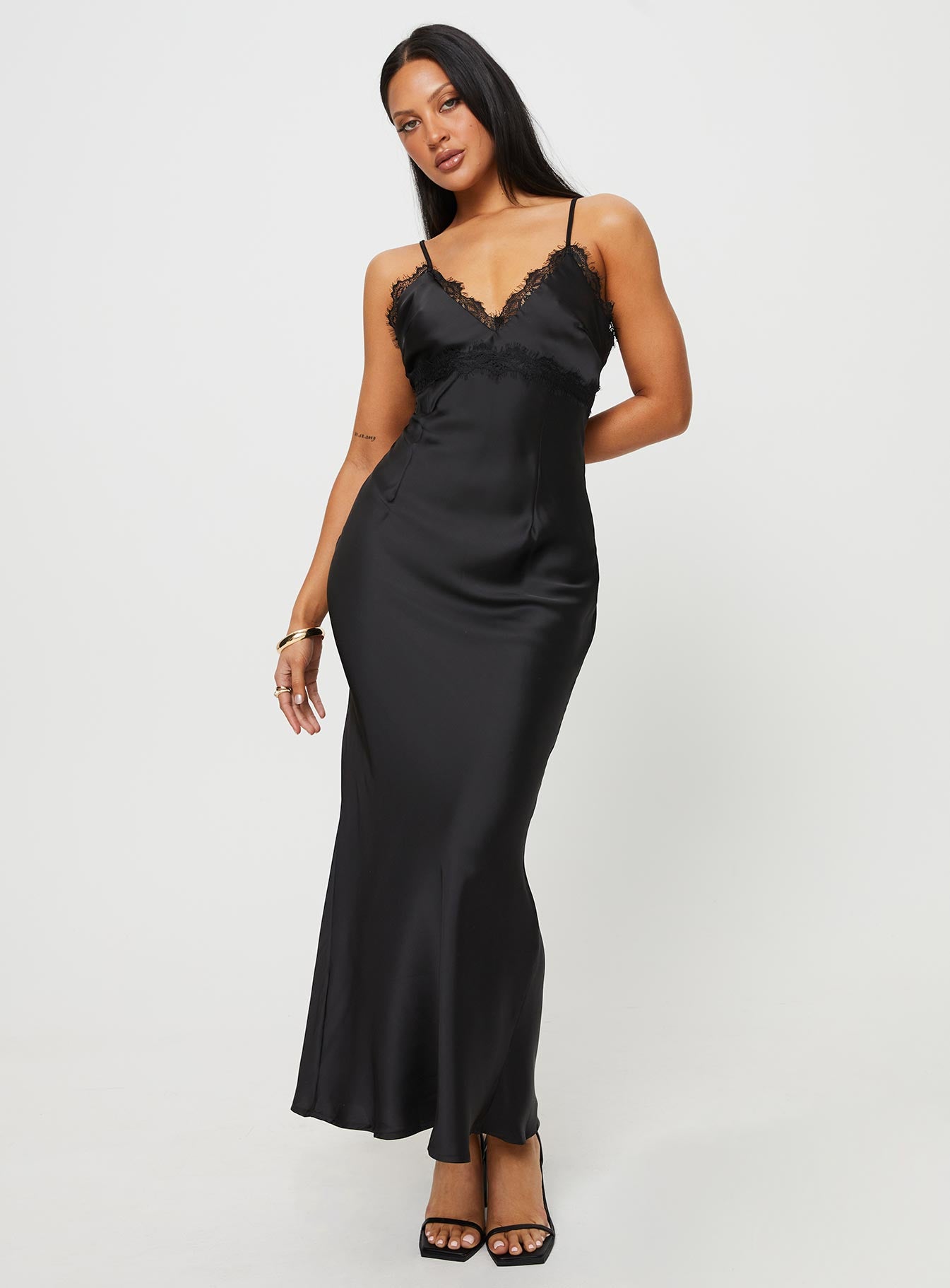 product Princess Polly Asymmetric Neckline  Sanz Maxi Dress Black
