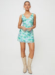 product Princess Polly Crew Neck  Zuba Mini Dress Green Floral