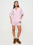 Pink Striped sleep shorts High rise, elasticated waistband, twin hip pockets, straight leg