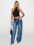 On Sunset Mid Rise Straight Leg Jeans Dark Wash