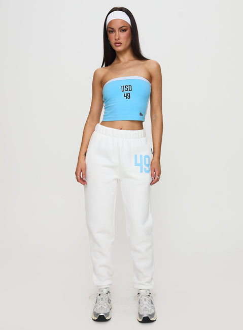 front view of model wearing Princess Polly USD Sweatpants White High Waisted Pants 