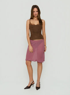 Renaissance Corset Lace Top Brown Suede