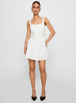 front view of model wearing Princess Polly Wild Ideas Mini Dress White Square Neck 