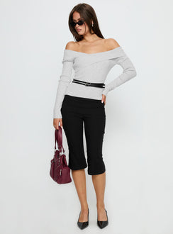 Ellenore Belt Detail Off Shoulder Top Grey