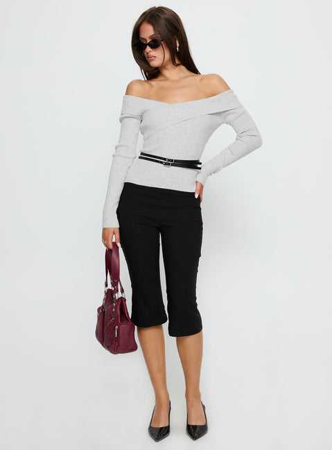 Ellenore Belt Detail Off Shoulder Top Grey