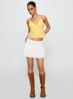 back view of model wearing Princess Polly Written In The Stars Mini Skirt White Mini Skirts 