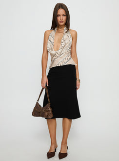 Cassendra Halter Scarf Top Cream Polka Dot