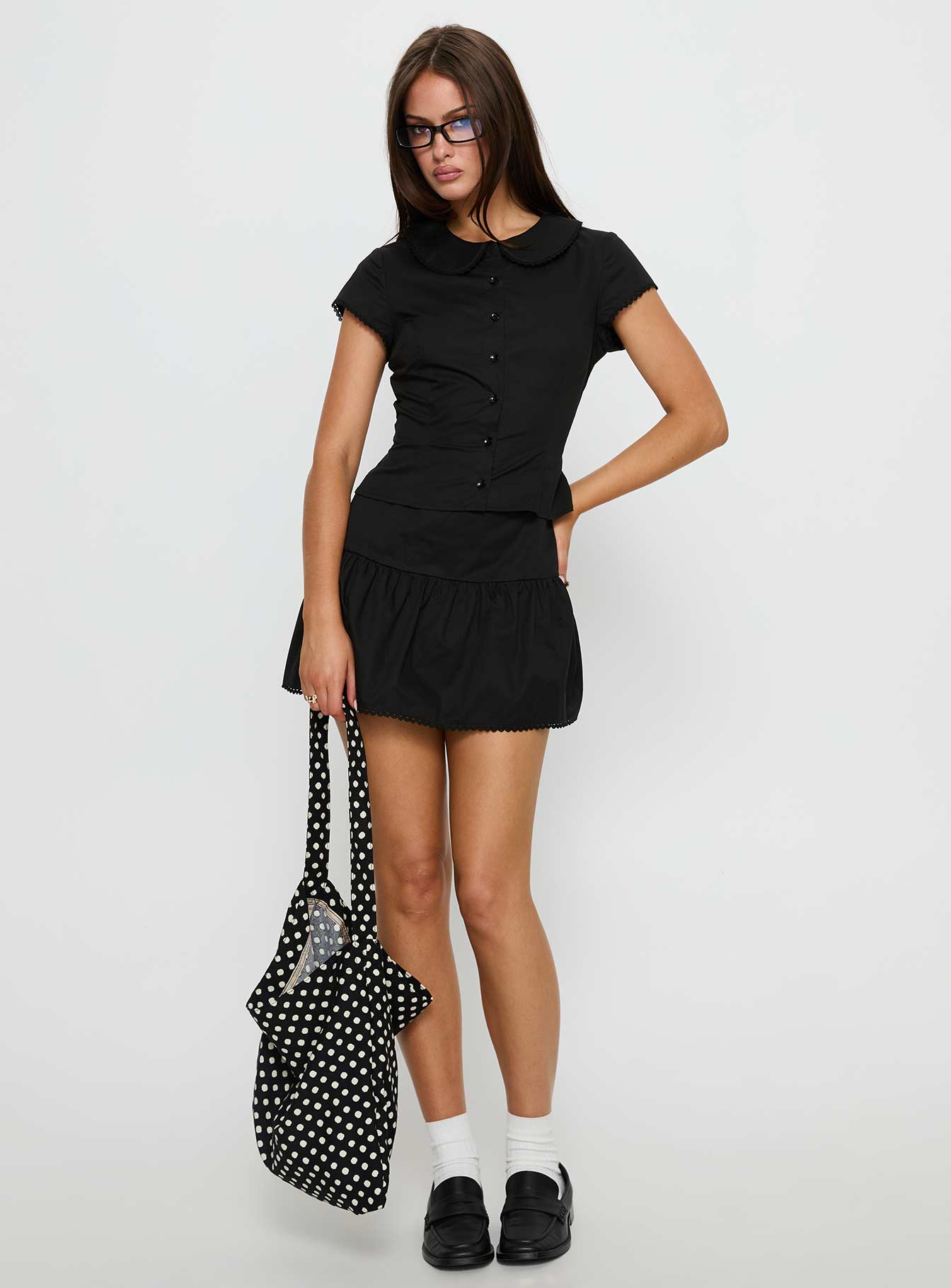 Sweet Treat Button Up Set Black