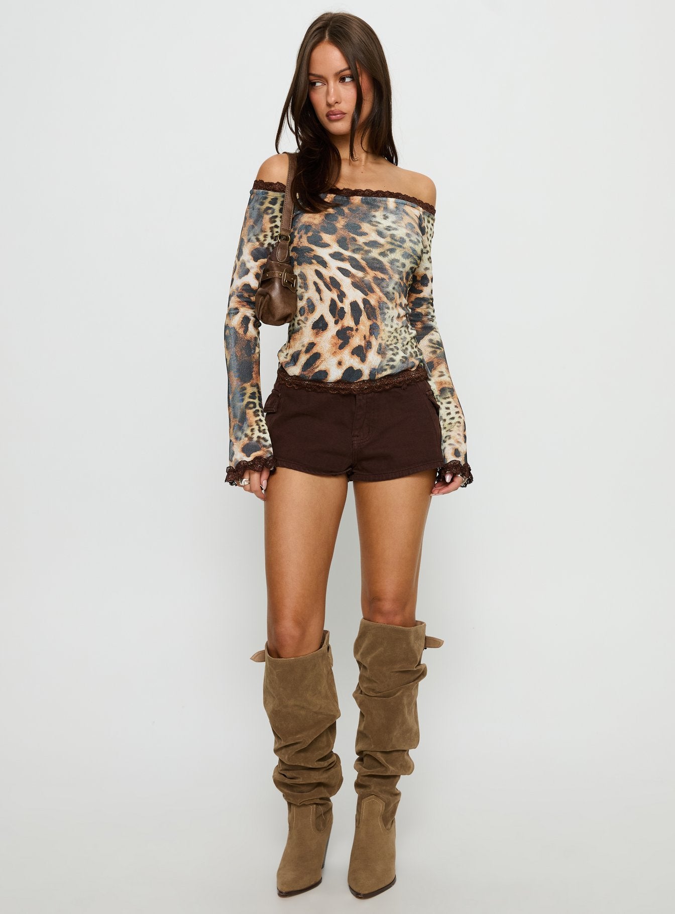 Mochapella Off The Shoulder Top Animal