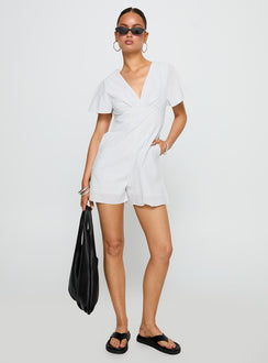 Full Of Strangers Playsuit White Stripe