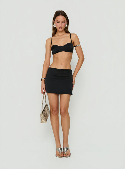 Edeniah Satin Mini Skirt Black