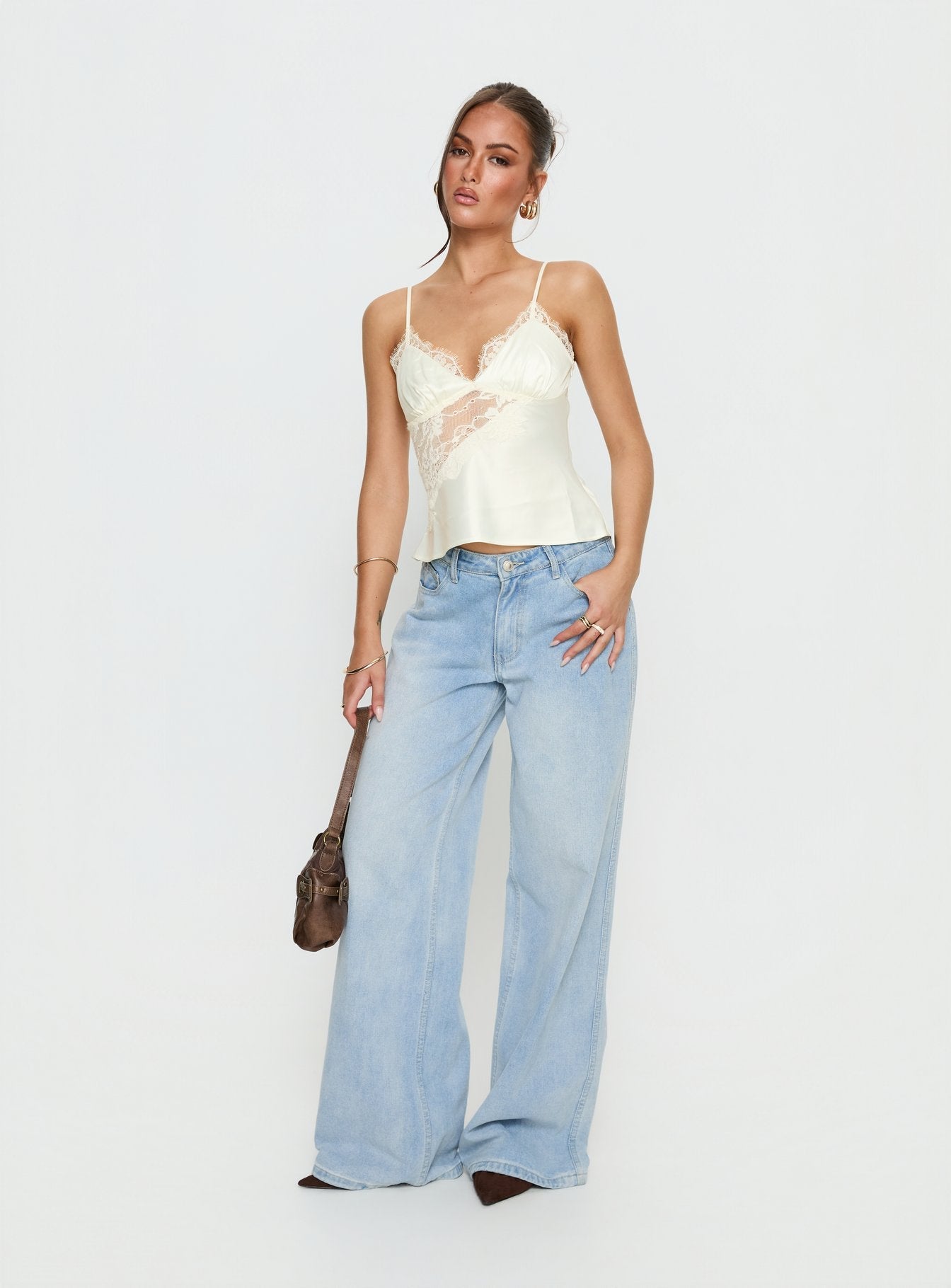 Annamari Lace Satin Cami Top Cream