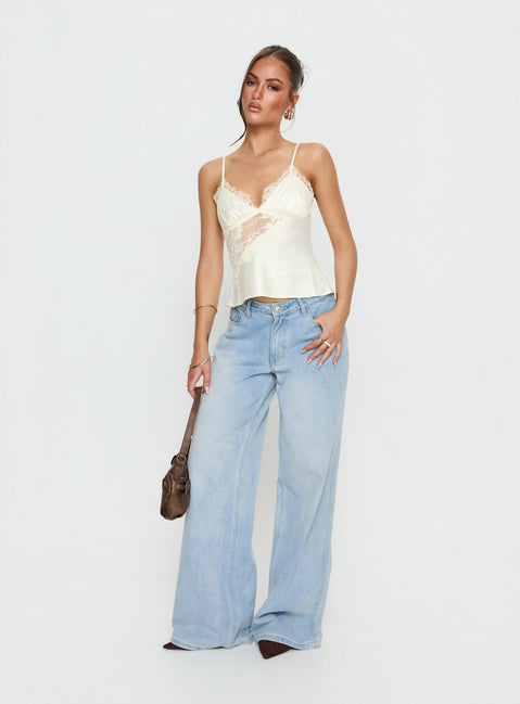 Annamari Lace Satin Cami Top Cream