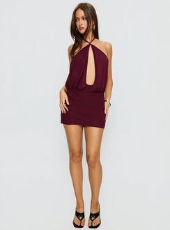 Drifting Away Chiffon Mini Dress Currant
