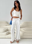 Front view of model wearing  front Princess Polly High Waisted Pants  Nalinee Pants White