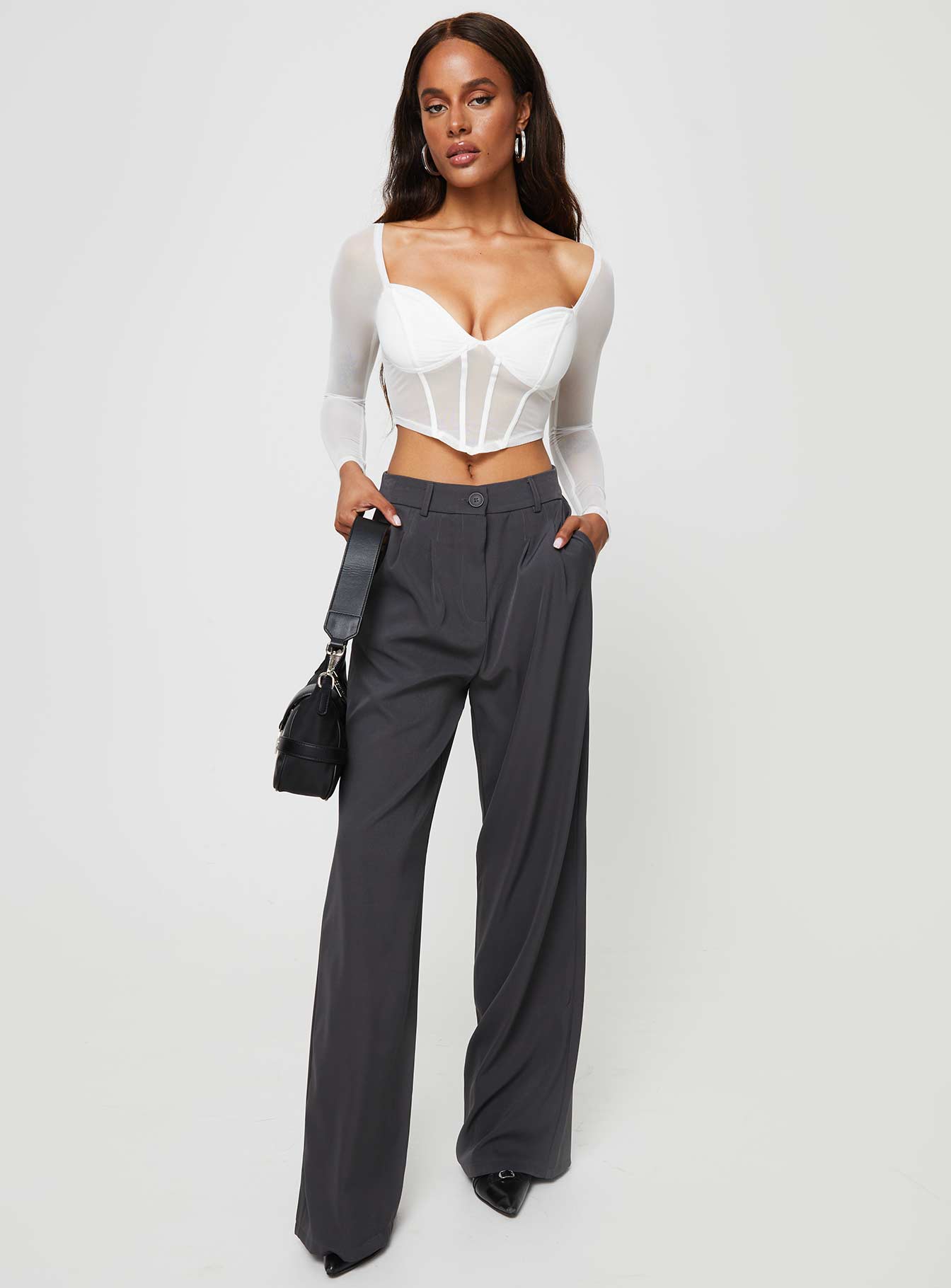 product Princess Polly Full Sleeves Sweetheart  Maranta Long Sleeve Top White