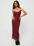 product Princess Polly Asymmetric Neckline  Cotter Maxi Dress Burgundy Floral