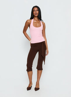 Baseline Scoop Halter Rib Vest Pink