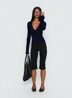 Madelon Long Sleeve Wrap Top Navy
