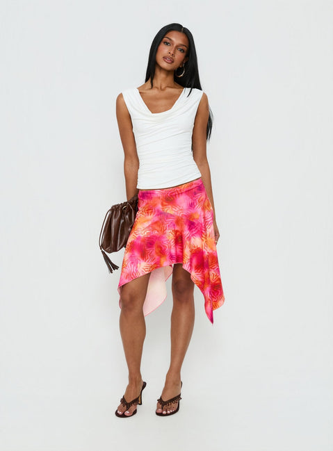 Miraculous Cowl Neck Twist Back Top White