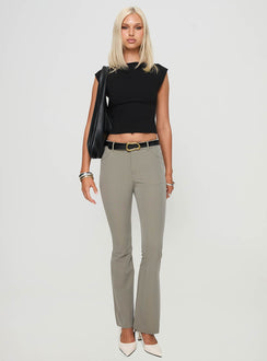 back view of model wearing Princess Polly Mitsuki Mid Rise Pants Grey 