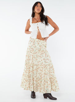 product Miriah Maxi Skirt Cream Floral Princess Polly  Midi Skirts 