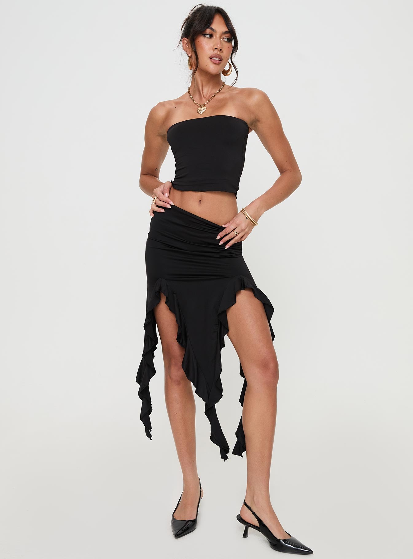Celestia Ruffle Set Black