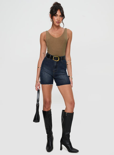 Impala Shorts Mid Wash Denim Princess Polly High Waisted Shorts 