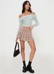   front view of model wearing Princess Polly Closer To You Low Waist Mini Skirt Brown Check Mini Skirts 