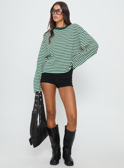Bloom Long Sleeve Top Moss Stripe