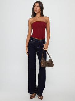 Oscuro Longline Mesh Corset Top Berry