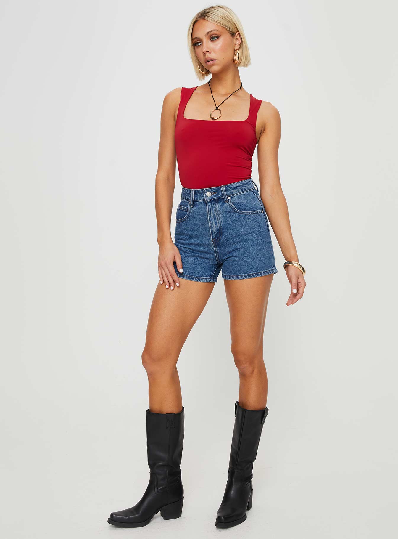 Tropicana Denim Shorts Mid Wash Tall