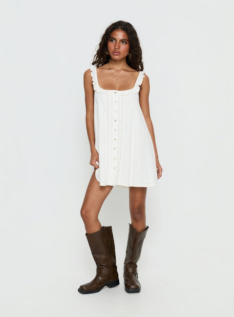 Malinda Babydoll Mini Dress White