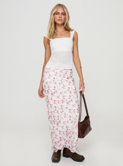   front view of model wearing Princess Polly Battaglie Maxi Skirt Multi Maxi 