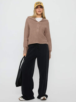 Praiano Button Front Collared Sweater Latte