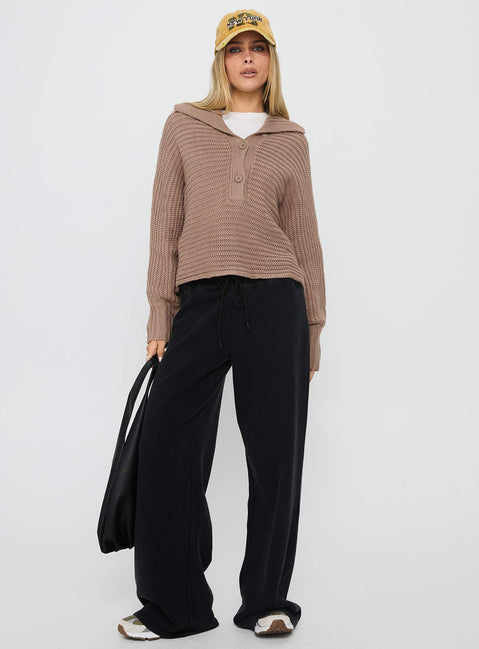 Praiano Button Front Collared Sweater Latte