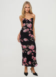 Floral maxi dress Mesh material, v neckline, adjustable straps, invisible zip fastening Good stretch, fully lined  Princess Polly Lower Impact 