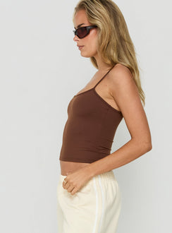 Daily Define Thin Strap Classic Tank Top Brown