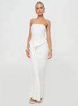   front view of model wearing Princess Polly Mercer Linen Blend Maxi Skirt White Maxi 