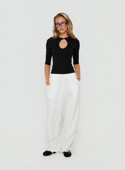 Showcasing Mankind Baggy Cargo Pants White in womens-regular-pants with mid-rise, product Princess Polly