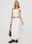   front view of model wearing Princess Polly Breezewood Maxi Skirt White Maxi 