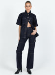 Princess Polly High Rise  Whitaker Cargo Jeans Dark Denim