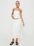   front view of model wearing Princess Polly Ermias Linen Blend Midi Skirt White Midi Skirts 