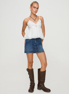 front view of model wearing Princess Polly Libra Top White Sleeveless V-Neck 