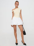   front view of model wearing Princess Polly Anglaise Bubble Hem Mini Skirt White Mini Skirts 