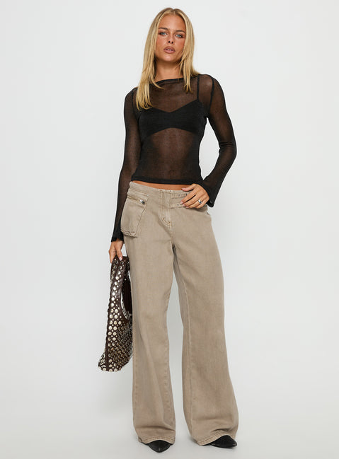 Perfect Mirage Sheer Long Sleeve Top Black