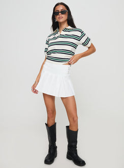   front view of model wearing Princess Polly Cartwright Mini Skirt White Mini Skirts 